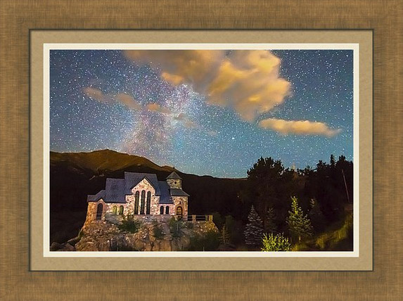 Milky Way Perseid Meteor Shower And Chapel On The Rock Framed Print