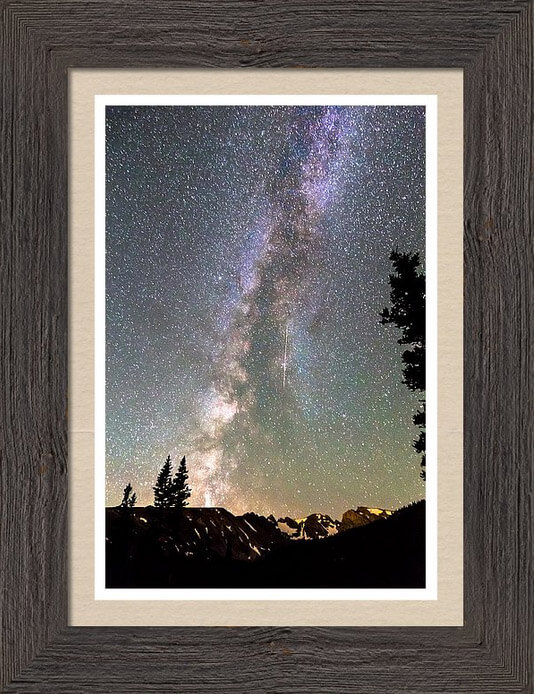 Rocky Mountain Milky Way And Falling Star Framed Print