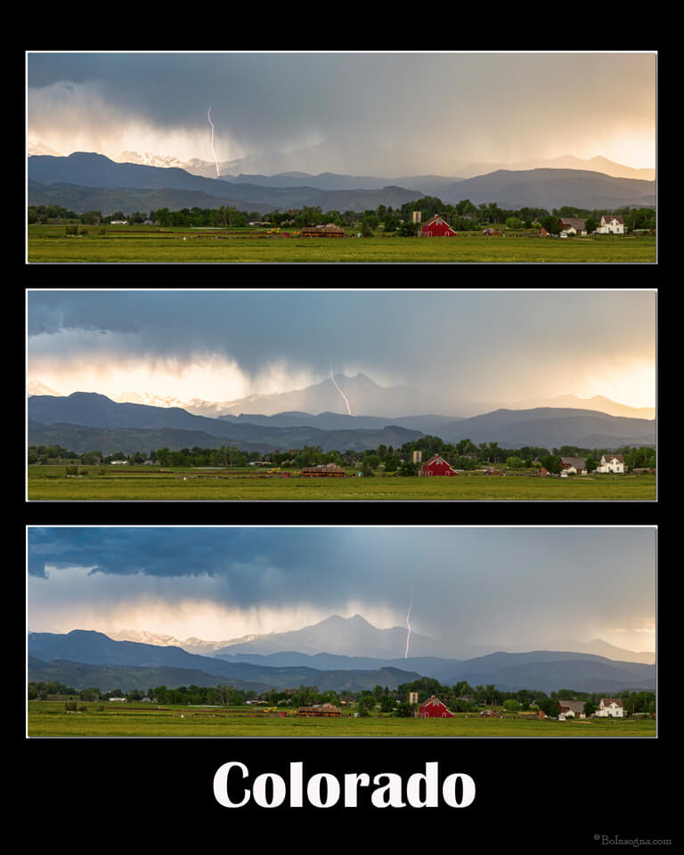 Colorado Front Range Longs Peak Lightning And Rain Poster