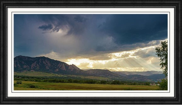 Beams Of Sunlight On Boulder Colorado Foothills Framed Print