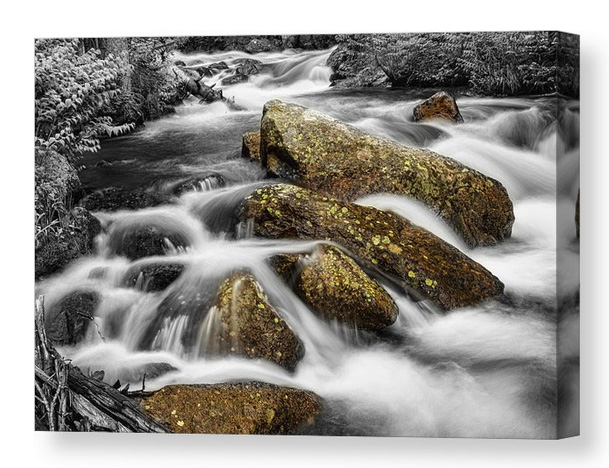 Cascading Water And Rocky Mountain Rocks Canvas Print