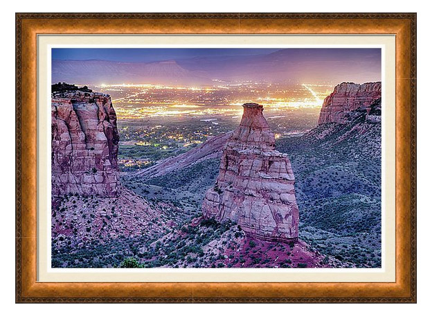 Colorado Independence Monument And City Lights Of Grand Junction Framed Print