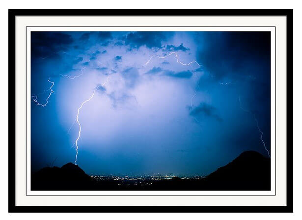 Lightning Rainbow Blues Framed Print