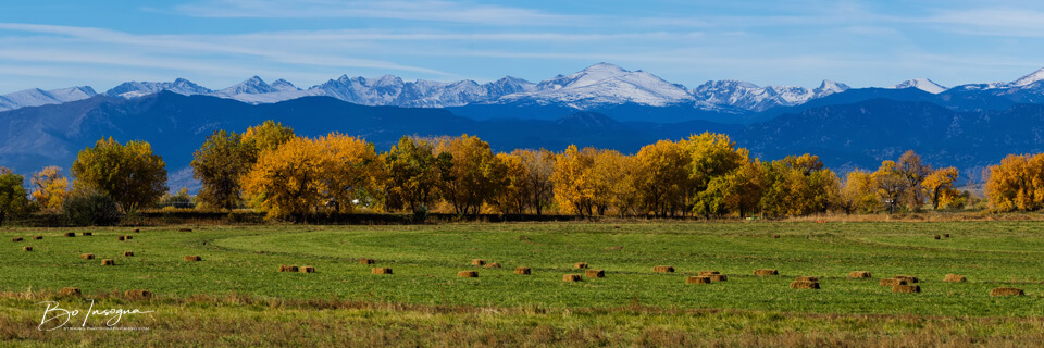 Colorado Rocky Mountain Autumn Hay Harvest Panorama