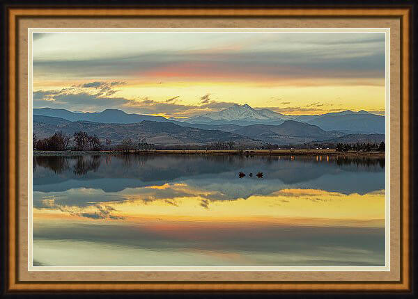 Marvelous Mccall Lake Longs Peak Reflections Framed Print