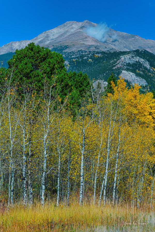 Colorado Mt Meeker Autumn Portrait Art Print - Portrait scenic view of the Colorado Rocky Mountains grand Mt Meeker elevation 12,911 in late September. 