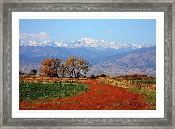 Boulder County Colorado landscape Red Road Autumn View Framed Print