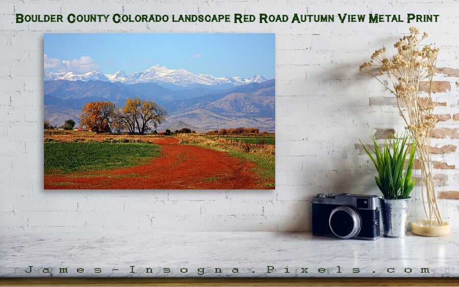 Boulder County Colorado landscape Red Road Autumn View Metal Print