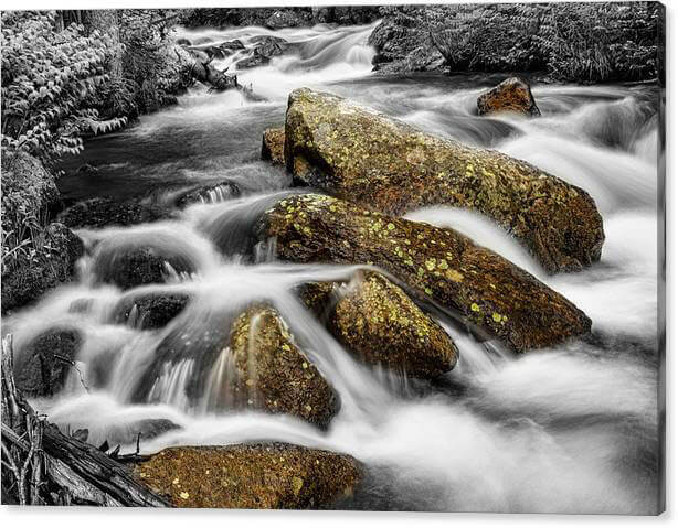Cascading Water and Rocky Mountain Rocks Canvas Print