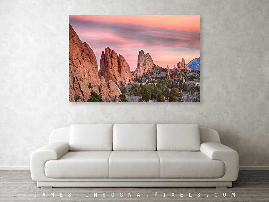 Colorado Garden of the Gods Sunset View Canvas Print 60x40