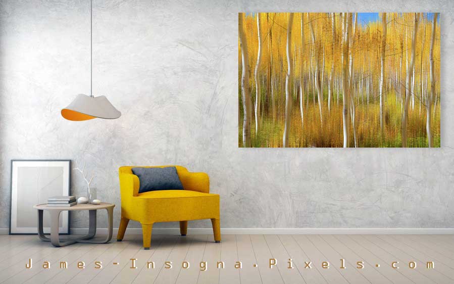 Golden Forest Moment Abstract Canvas Print 72x48
