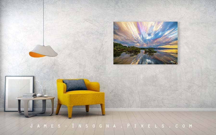 Sunset Lake Reflections Timed Stack Canvas Print