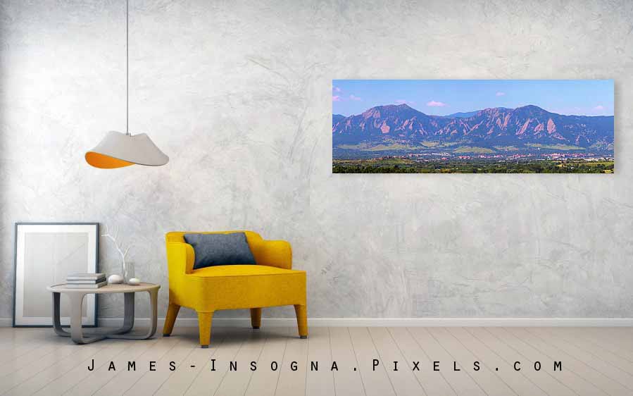 Boulder Flatirons and the University of Colorado Panoramic Canvas Print 72x24