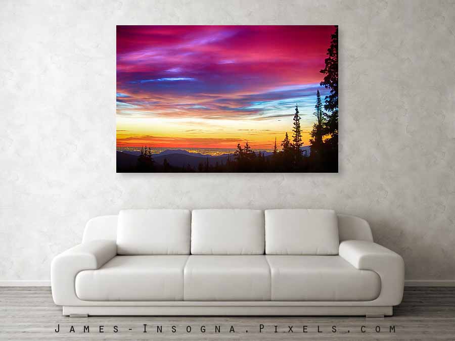 City Lights Sunrise View From Rollins Pass Canvas Print 60x40