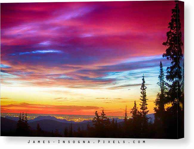 City Lights Sunrise View From Rollins Pass Canvas Print