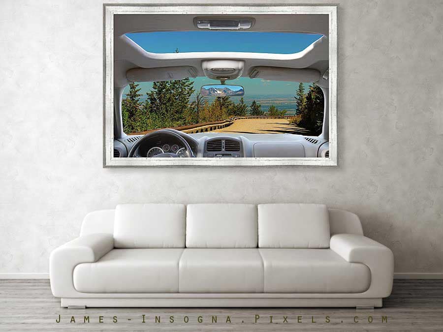 Car Window View Coming Down From the High Country 40x60 Framed Print