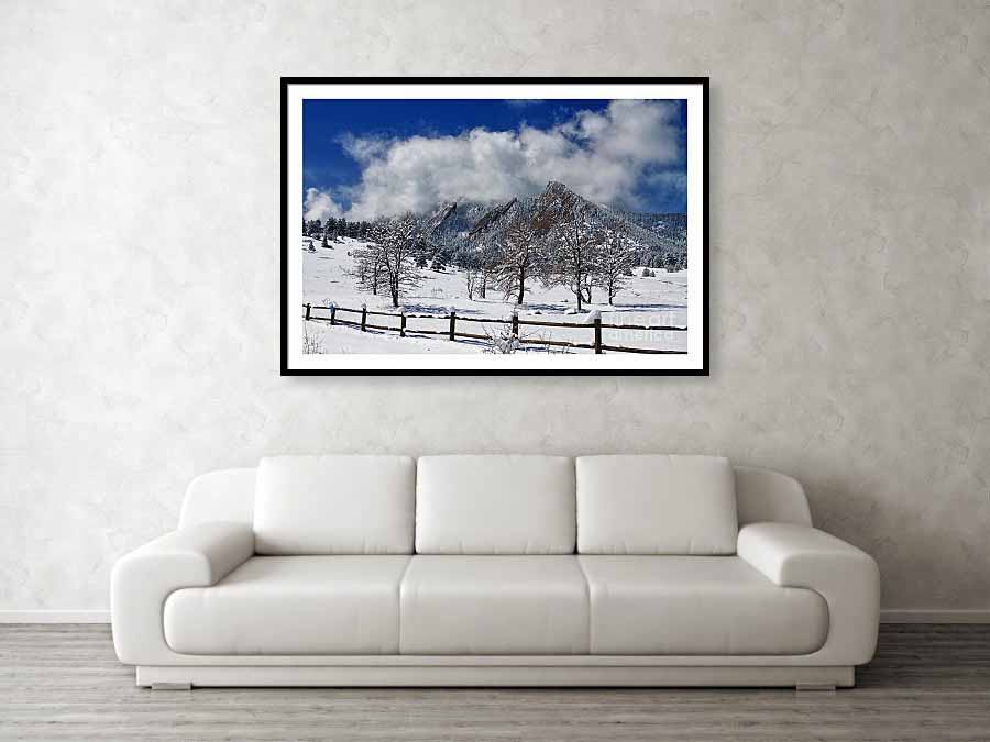Boulder Colorado Flatirons Snowy Landscape View 48'x32' Framed Print
