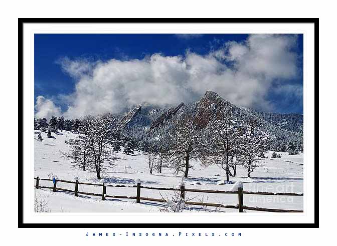 Boulder Colorado Flatirons Snowy Landscape View Framed Print