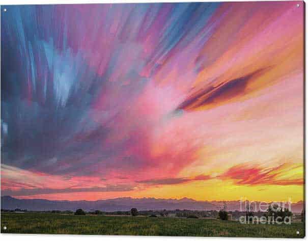 Colorado Front Range Crazy Sunset Timed Stack Acrylic Print