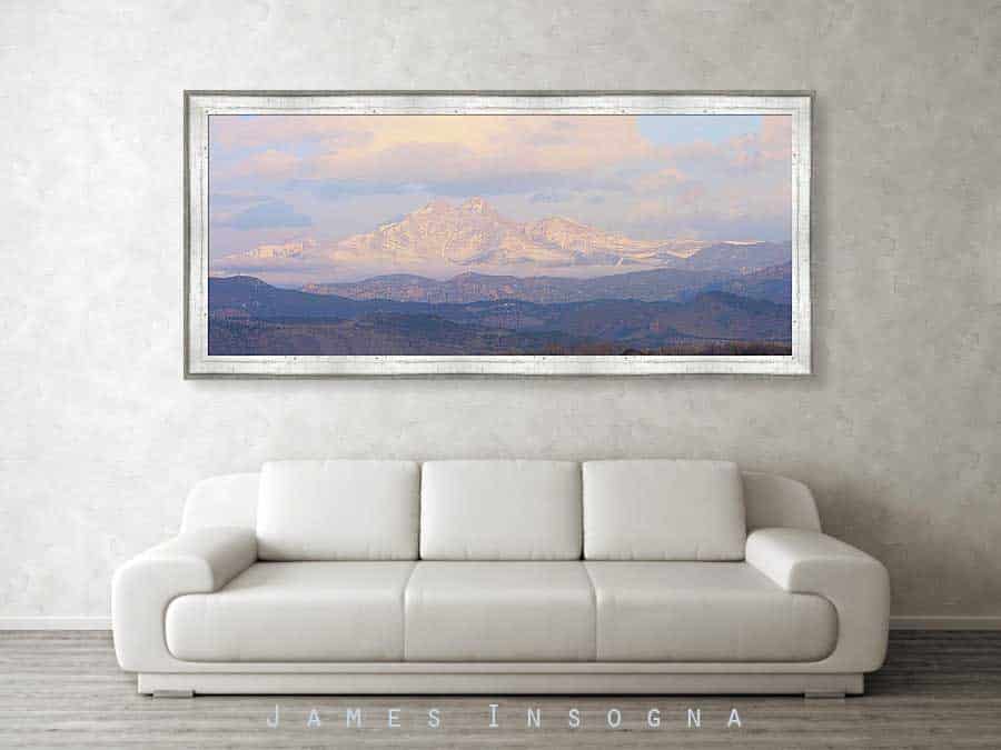 Twin Peaks Meeker and Longs Peak Panorama Color Image Framed Print  