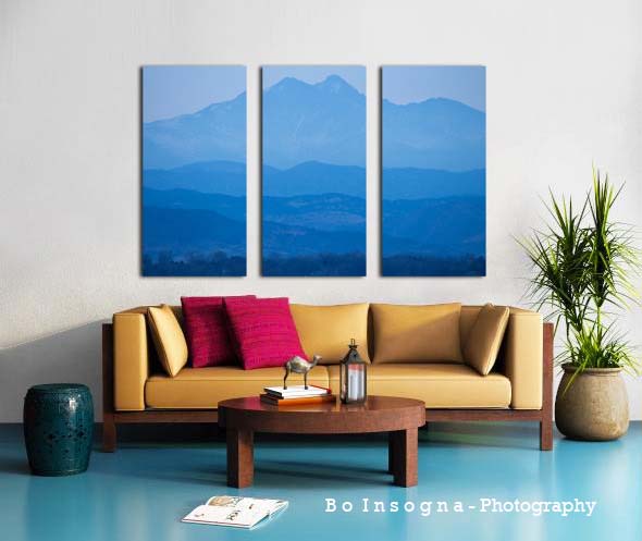 Rocky Mountain Twin Peaks Blue Hour Triptych